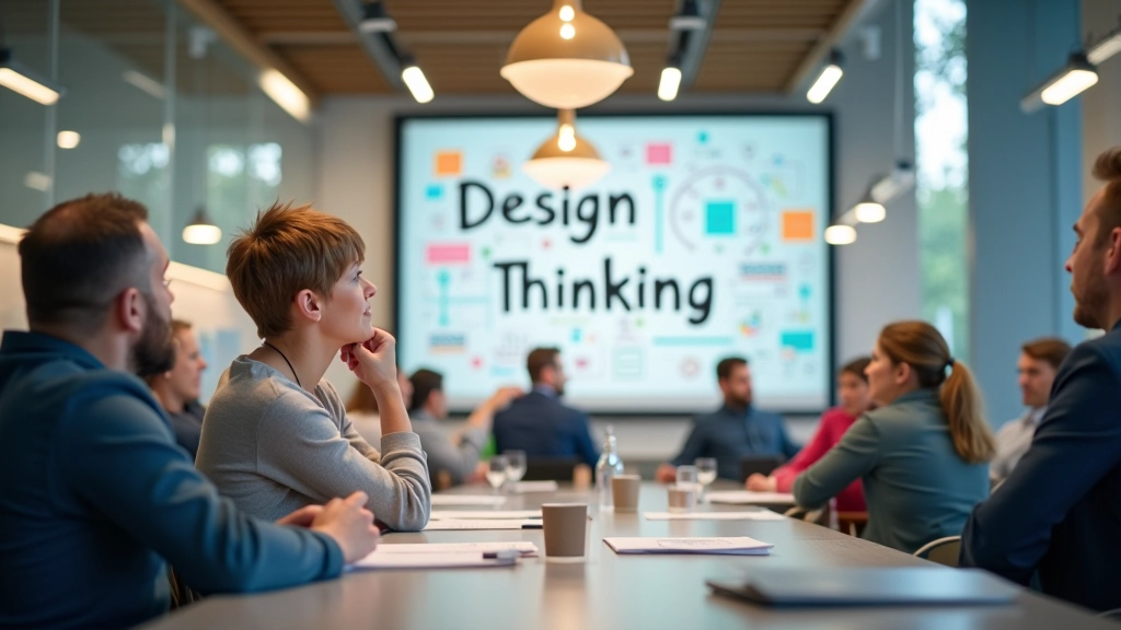 Ručně kreslené schéma design thinking procesu s pěti fázemi